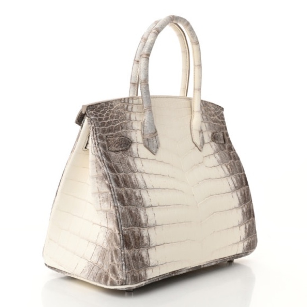 Chic Crocodile Embossed Cream and Gray Satchel